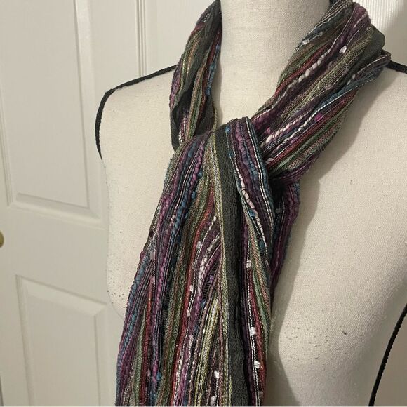 Multi-Color Scarf, Cotton, Rayon, Model & Metallic Blend with Tassels - Picture 14 of 14